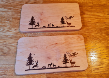 Preview: Schneidebrett mit Waldtier Motiv, Schneidebrett mit Messer , Frühstücksbrett , 2 Stück
