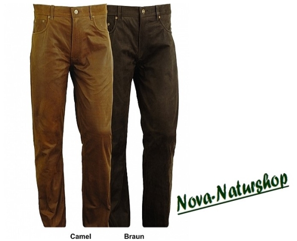 Jagdhose NOVA502 Jeans-Stil, leicht geölt, Braun und Camel