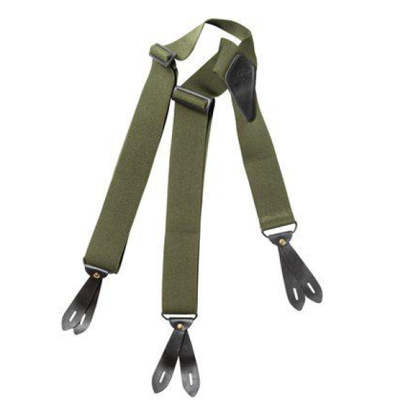 Holländerträger , Jäger Hosenträger , Hosenträger mit Lederverschlüssen , Holländerträger " Grün "