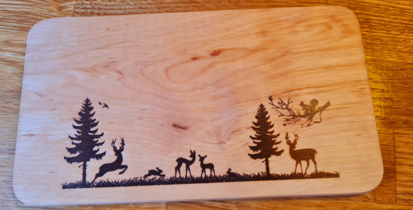 Schneidebrett mit Waldtier Motiv, Schneidebrett mit Messer , Frühstücksbrett , 2 Stück