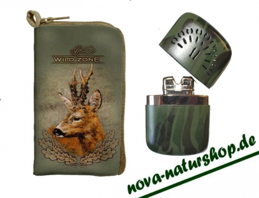 Jäger - Taschenofen , Handwärmer , Taschenofen mit Gürteltasche , Outdoor Taschenofen