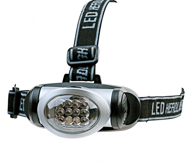 Kopflampe mit 12 LED , Stirnlampe für Angler & Jäger